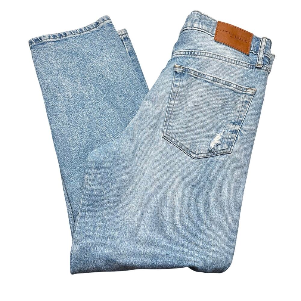 Lucky Brand | Women | Boy Distressed Mid Rise Relaxed Straight Leg Jeans | 30 R - Picture 14 of 16